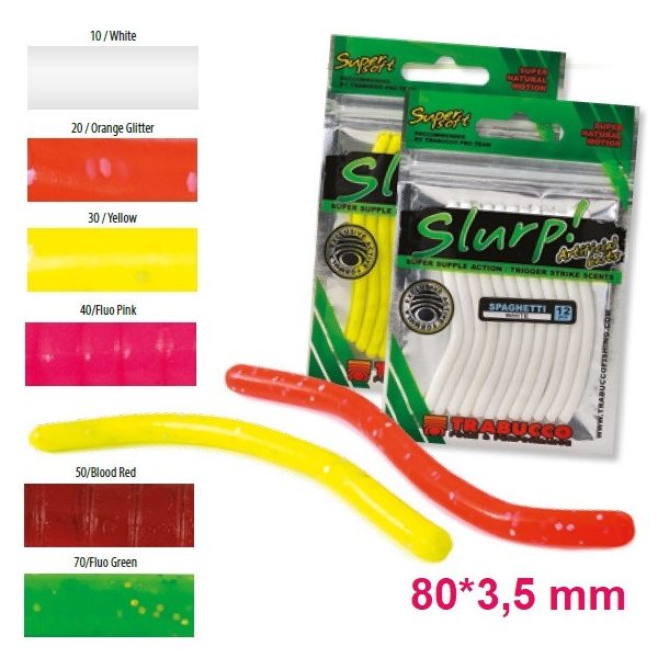 Trabucco Slurp Bait Spaghetti Fluo Yellow Softbait 12pcs