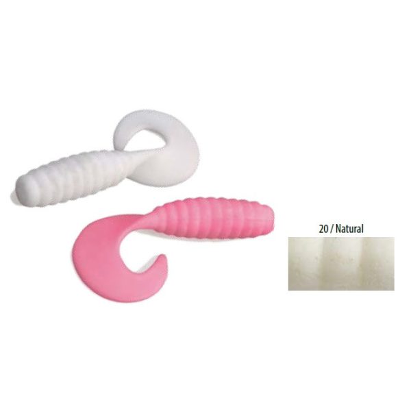 Trabucco Yummy Bait Curly Tail Natural 4cm Plastic Bait 8pcs