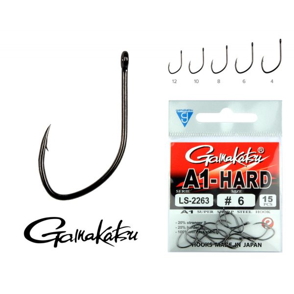 Gamakatsu LS-2263NSB/006 A1 Black 6 15pcs/pack Ear Bearded Feeder hook