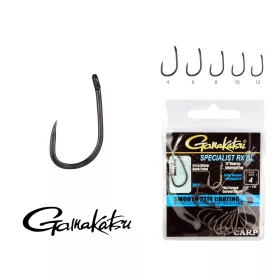   Gamakatsu G-Carp Specialist RX BL Black 6 10pcs/pack Eyed Barbless Carp Hook