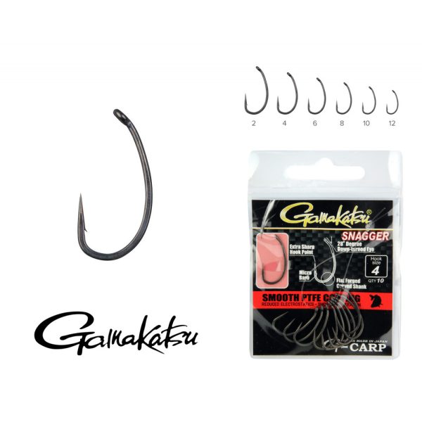 Gamakatsu G-Carp Snagger Black 8 10pcs/pack Micro Bearded Bojlis hooks with ears