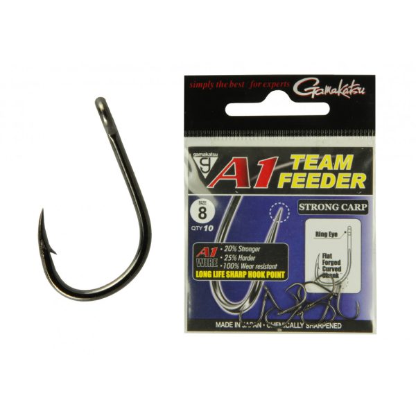 Gamakatsu A1 Team Feeder Strong Carp 12-inch 10/cs. Hook Bearded hook, Eared hook