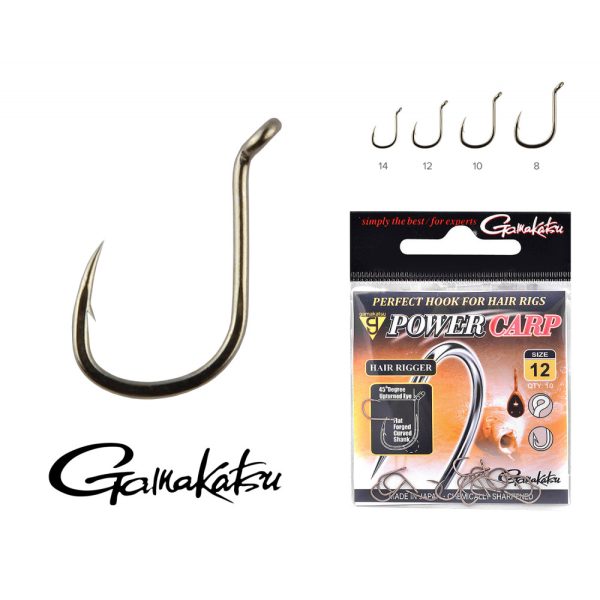 Gamakatsu Power Carp Hair Rigger Black 8 10pcs/pack Ear Beard Feeder Hook