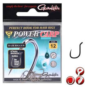   Gamakatsu Power Carp Hair Rigger Black 14 10 pcs/pack Eyed Barbed Feeder hook