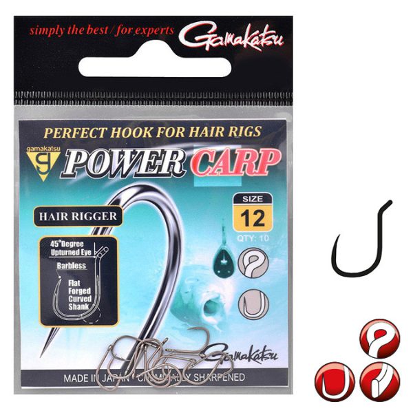 Gamakatsu Power Carp Hair Rigger Black 14 10pcs/pack Ear Beard Feeder Hook