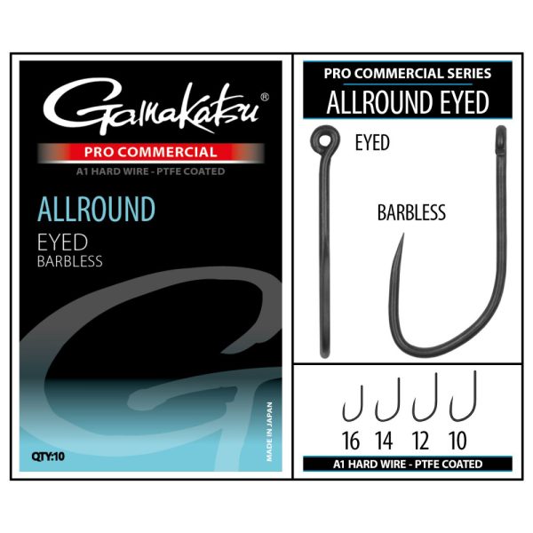 Gamakatsu Coars Pro-C Allround Eyed A1 PTFE BL Ear Beard No Beard Hook #10