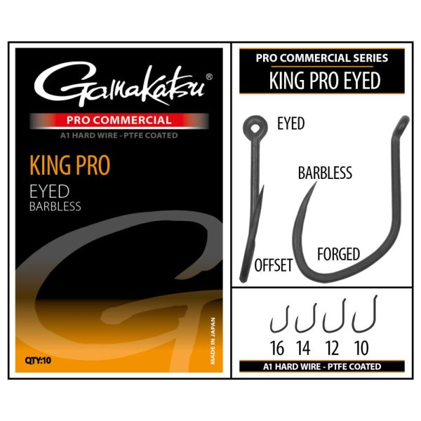 Gamakatsu Coars Pro-C King Pro Eyed A1 PTFE BL Ear Beard No Beard Hook #16