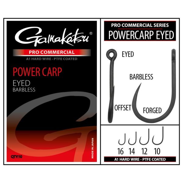 Gamakatsu Coars Pro-C Powercarp Eyed A1 PTFE BL Ear Beard No Beard Hook #10