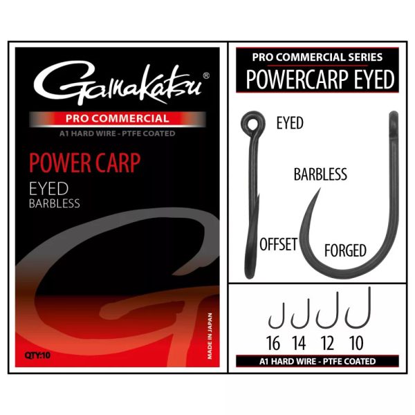 Gamakatsu Coars Pro-C Powercarp Eyed A1 PTFE BL Ear Beard No Beard Hook #16