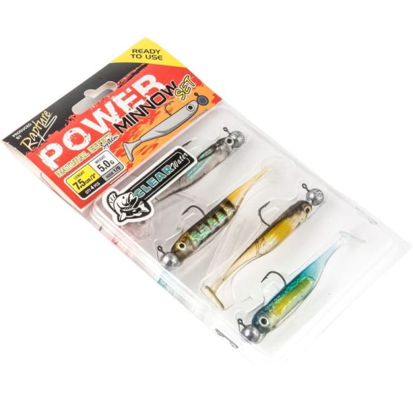 Rapture Power Minnow Set Shad Tail Clear Water 7,5cm 5gr Soft rubber bait 4pcs
