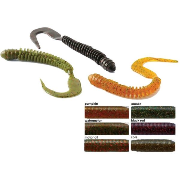 Rapture W. Ribbed Curly Tail 10cm Black&Red Soft rubber bait 10pcs