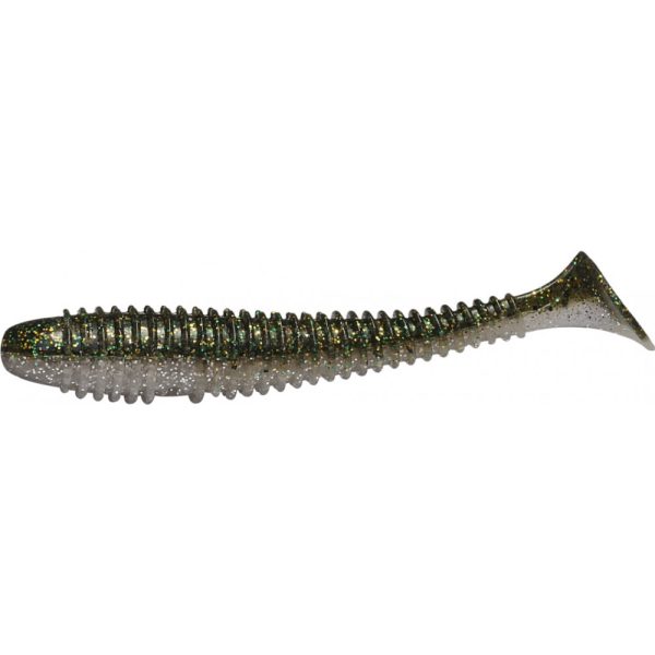 Rapture Ribbed Swing Shad 7cm Smoke Green Plastic Bait 12pcs