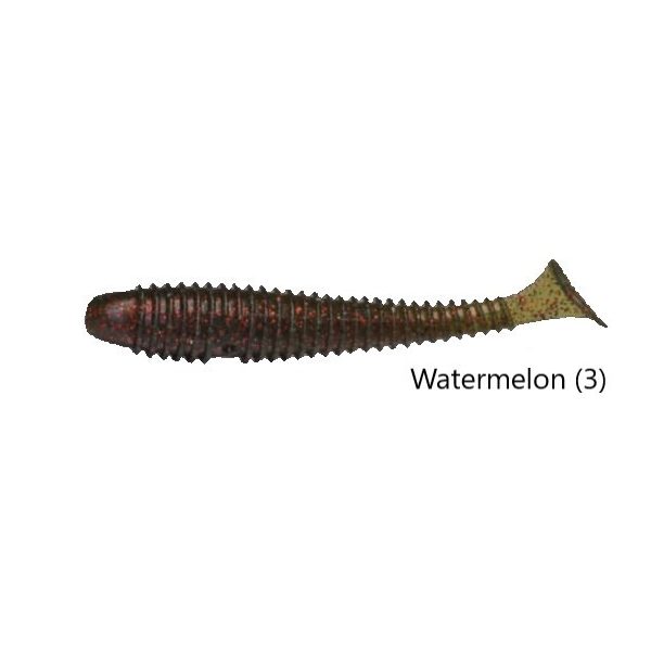 Rapture Ribbed Swing Shad 7cm Watermelon Plastic Bait 12pcs