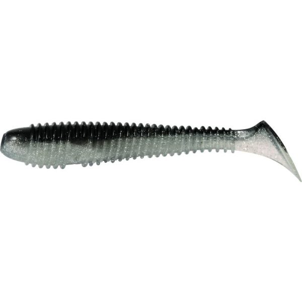 Rapture Ribbed Swing Shad 4cm Black Silver Plastic Bait 14pcs