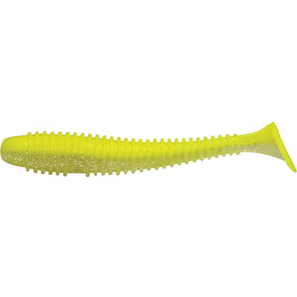 Rapture Ribbed Swing Shad 4cm Chartreuse Ghost Plastic Bait 14pcs