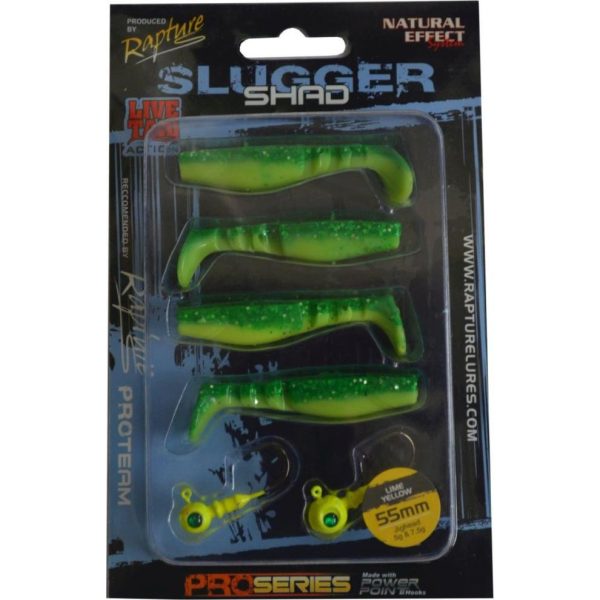 Rapture Slugger Shad Set 5,5cm Lime Yellow 4+2pcs Artificial Bait Set