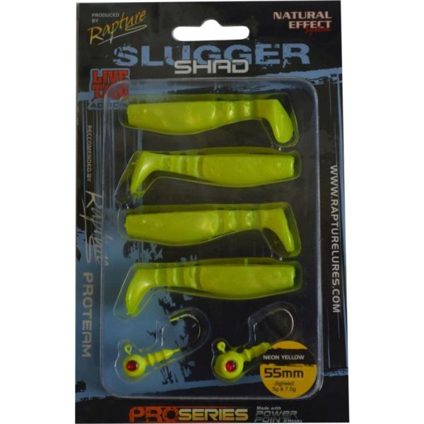 Rapture Slugger Shad Set 5,5cm Neon Yellow 4+2pcs Artificial Bait Set