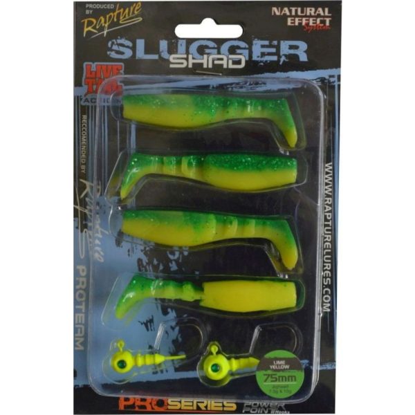 Rapture Slugger Shad Set 7,5cm Lime Yellow 4+2pcs Artificial Bait Set