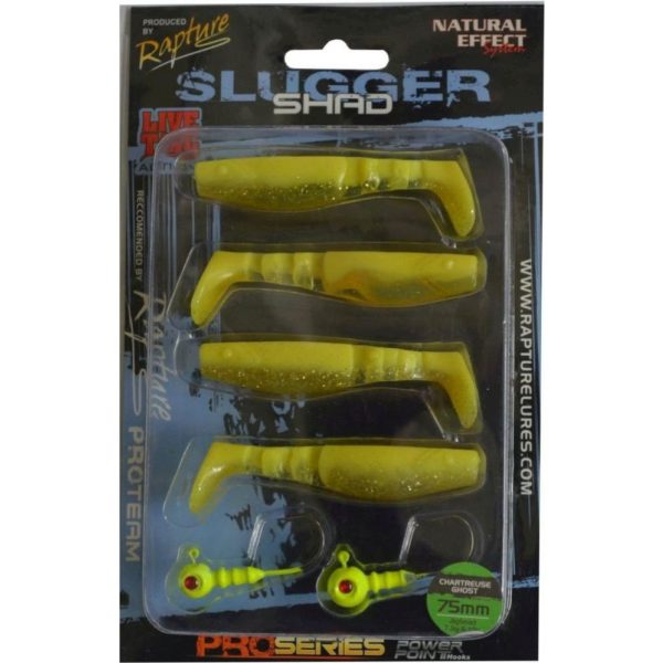 Rapture Slugger Shad Set 7,5cm Chartreuse Ghost 4+2pcs Artificial Bait Set