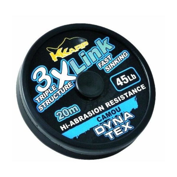K-Karp Dyna Tex 3X-Link 20m 25lb Camou Leader Line
