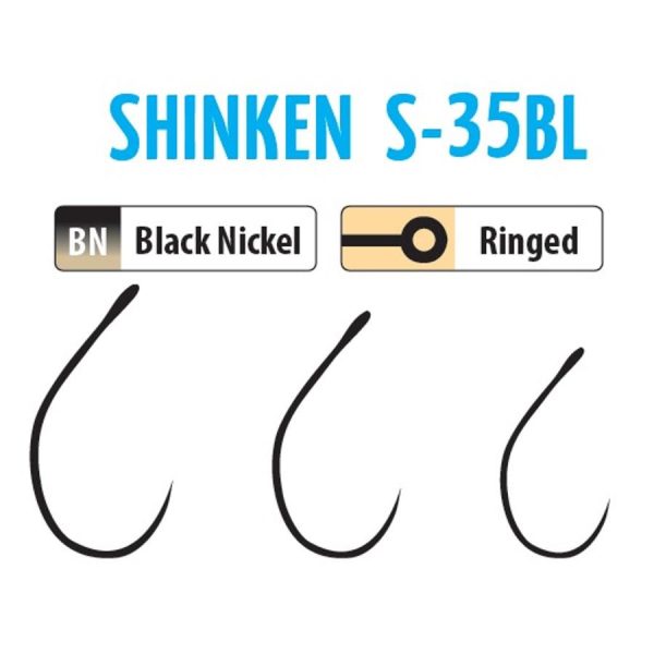 Trabucco Shinken Hooks S-35BL BN #8 Beardless Hooks for Spinning Casters 10pcs