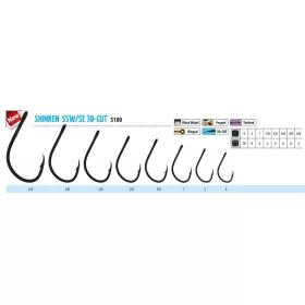 Trabucco Shinken Cut SSW S/E BN #3/0 Predator Fish Hook 6pcs