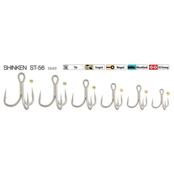 Trabucco Shinken ST-56 TN #3/0 Treble Hook 3pcs