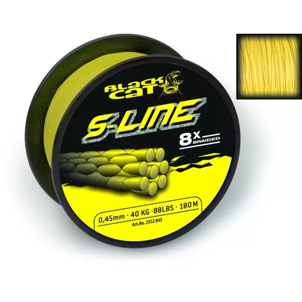 Black Cat O 0,42mm S-Line H: 250m 45kg / 99lbs yellow - Braided line
