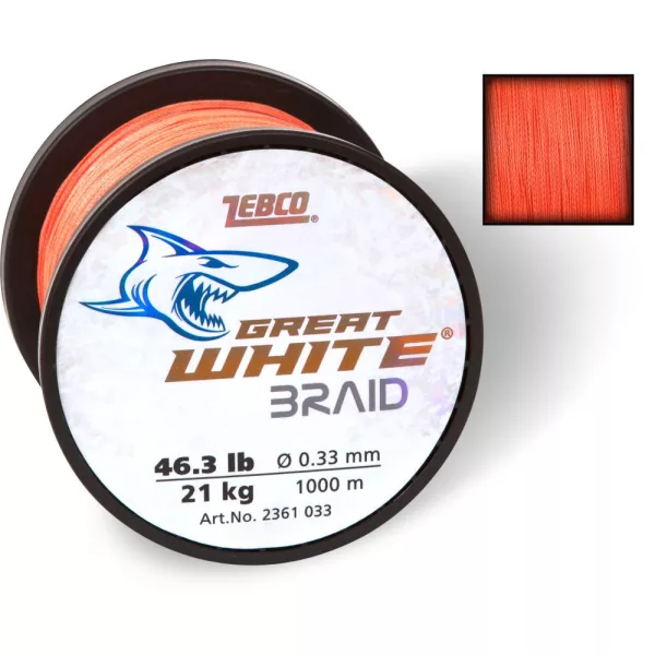 Zebco O 0.35mm Great White™ Braided line H: 1000m 23.00kg / 51lbs orange - Braided line