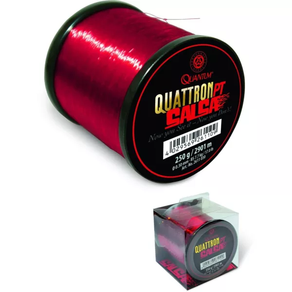 Quantum O 0.22mm Quattron Salsa H: 3000m 4.50kg / 9.90lbs transparent red - Monofilament line