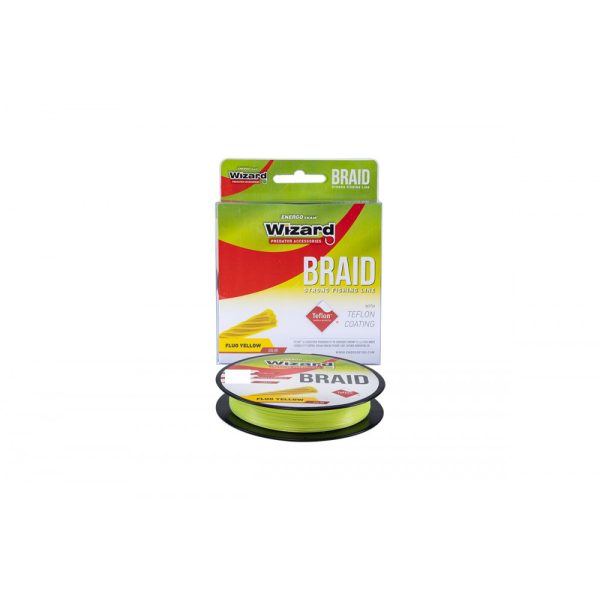Braided Line Wizard Braid Teflon, Fluo Yellow, 135M, 0,30Mm