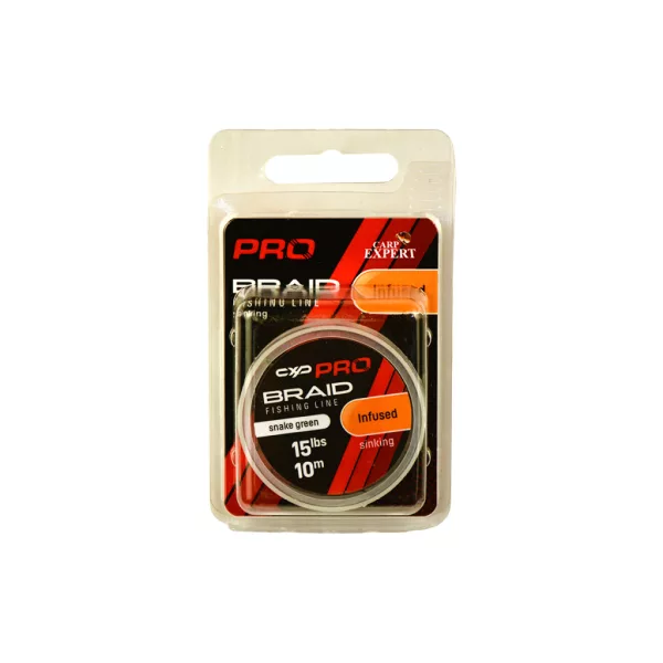 Carp Expert Pro Infused Snake Green 15lbs Braided Sinking Leader 10m