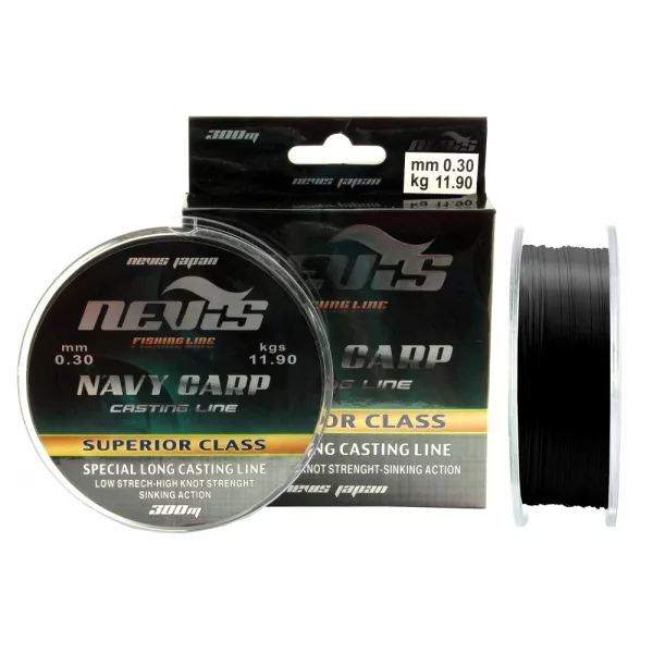 Nevis Navy Carp 150m 0.35mm Monofilament main line-Black