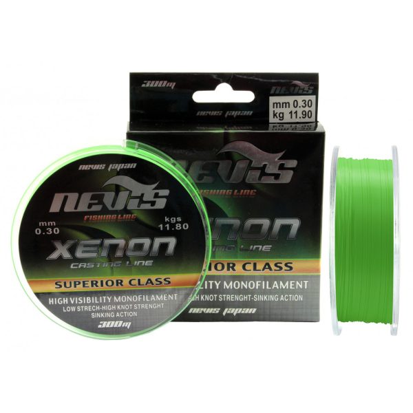 Nevis Xenon 300m 0.35mm Monofilament main line-Fluo green