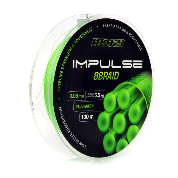 Nevis Impulse 8Braid 100m 0.08mm Braided main line-Fluo green