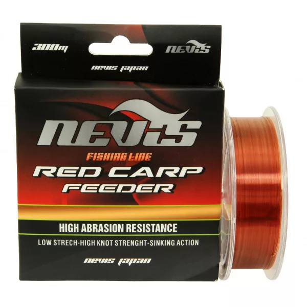Nevis Red Carp Feeder 300m 0.18mm Monofil main line-Translucent red