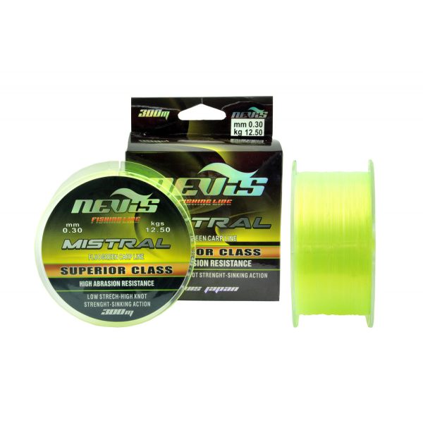 Nevis Mistral Fluo 300m 0.28mm Monofilament main line-Fluo green