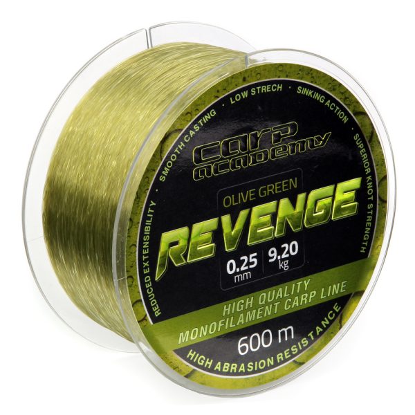 Carp Academy Revenge 600m 0.25mm Monofilament Mainline Green