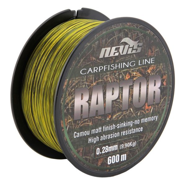 Nevis Raptor 600m 0.32mm Monofilament mainline-Yellow+green
