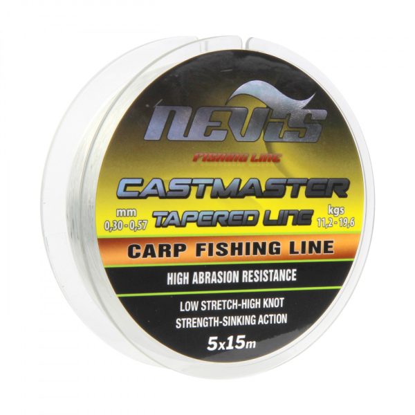 Nevis Castmaster Tapered Line 5x15m 0.26-0.57mm Monofilament Casting leader-Transparent