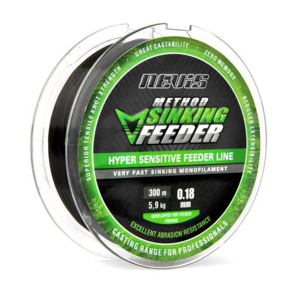 Nevis Method Sinking Feeder 300m 0.18mm Monofilament leader-Black