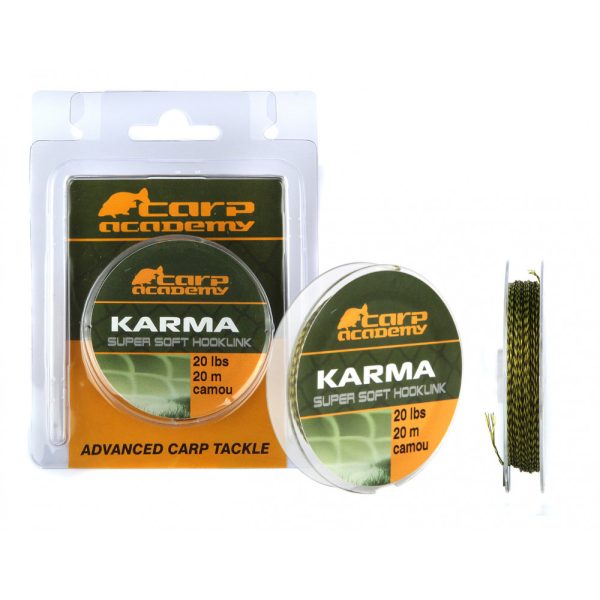 Carp Academy Karma Hooklink 20m 0.35mm 20lb Camo Braided leader-Green