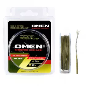   Carp Academy Omen Skinbraid Olive 25Lb 20m 0.44mm Braided leader line-Olive green