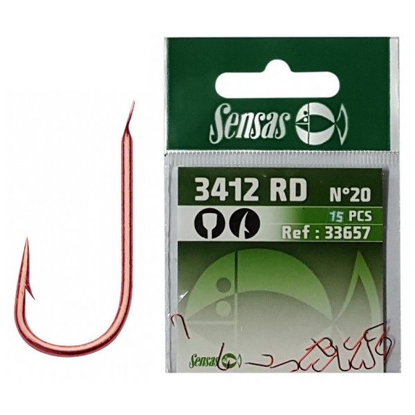 Sensas Feeling 3412 Pink 20 Flap Bearded Bearded Hook 15pcs