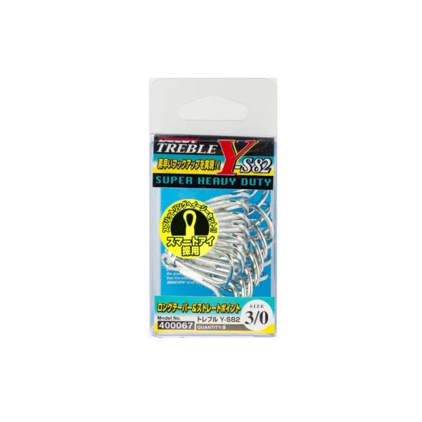 Decoy Y-S82 Super Heavy Duty #3/0 Eyed Barbed Treble Hook 8pcs