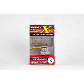 Decoy Quattro X-S51 #6 Eyed Barbed Four-pronged Hook 6pcs