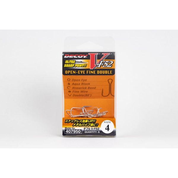 Decoy V-F52 #2 Eyed Barbed Double Hook 6pcs