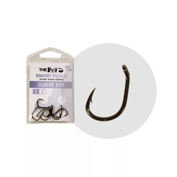 The One 8005 Curve Eye 1 Black Nickel Eyed, Barbed Boilie Hook 8pcs