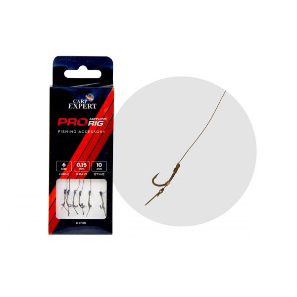 Carp Expert Pro Method Feeder Hair Rig W/Bait Sting 6 6Pcs 10 Spin