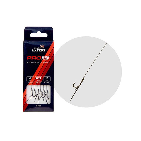 Carp Expert Pro Method Feeder Hair Rig W/Bait Sting 8 6Pcs 7 Spin